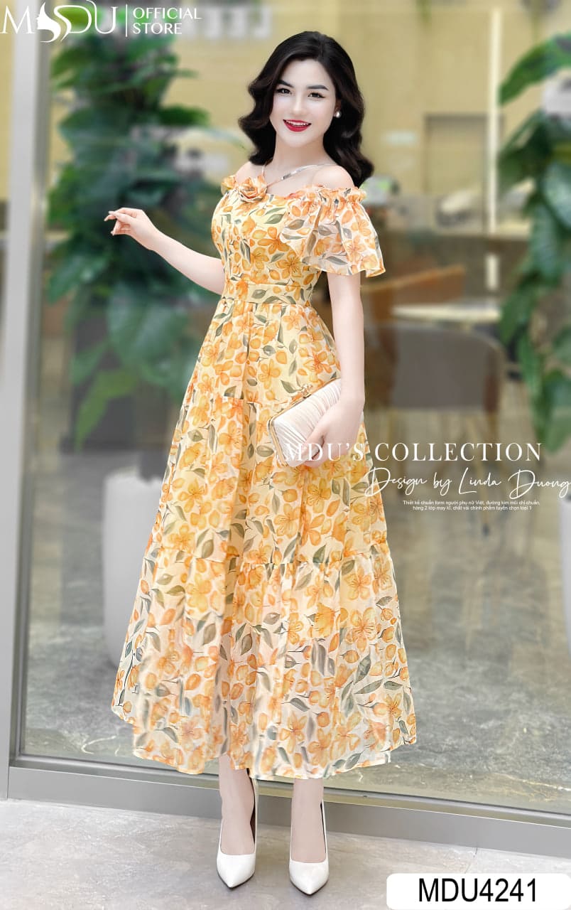 Gợi Ý Một Số Mẫu Váy Dài Đi Biển Đẹp Tại MDU Fashion - Váy Hoa Nhí Xòe Dài