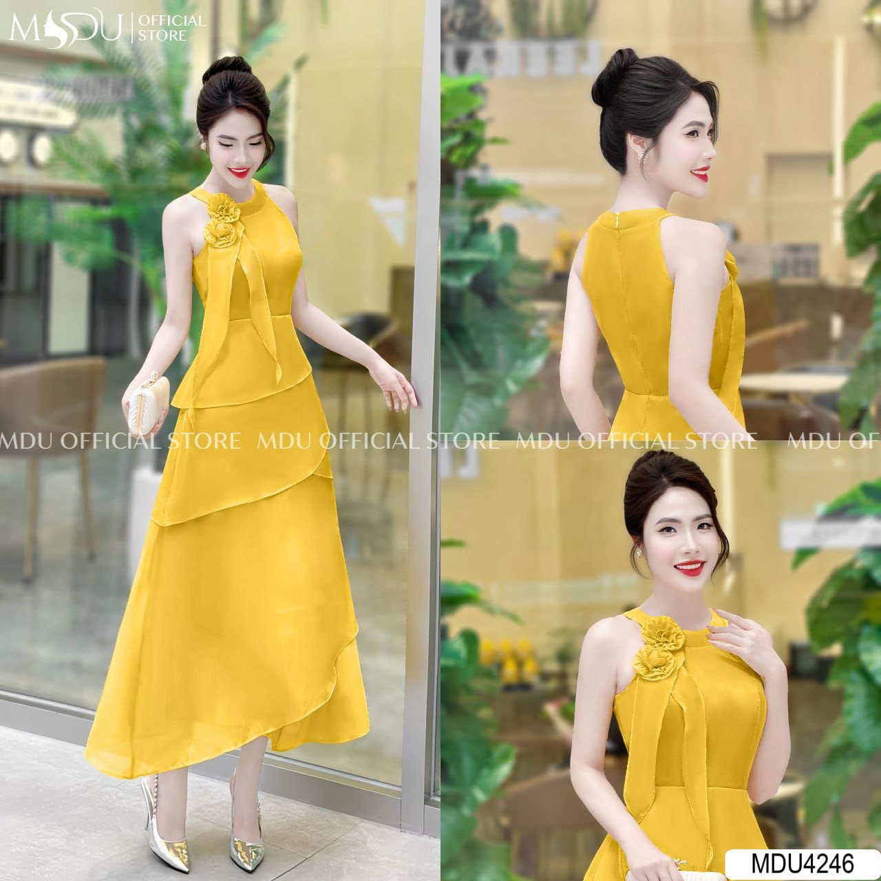 Gợi Ý Một Số Mẫu Váy Dài Đi Biển Đẹp Tại MDU Fashion - Váy Cổ Yếm