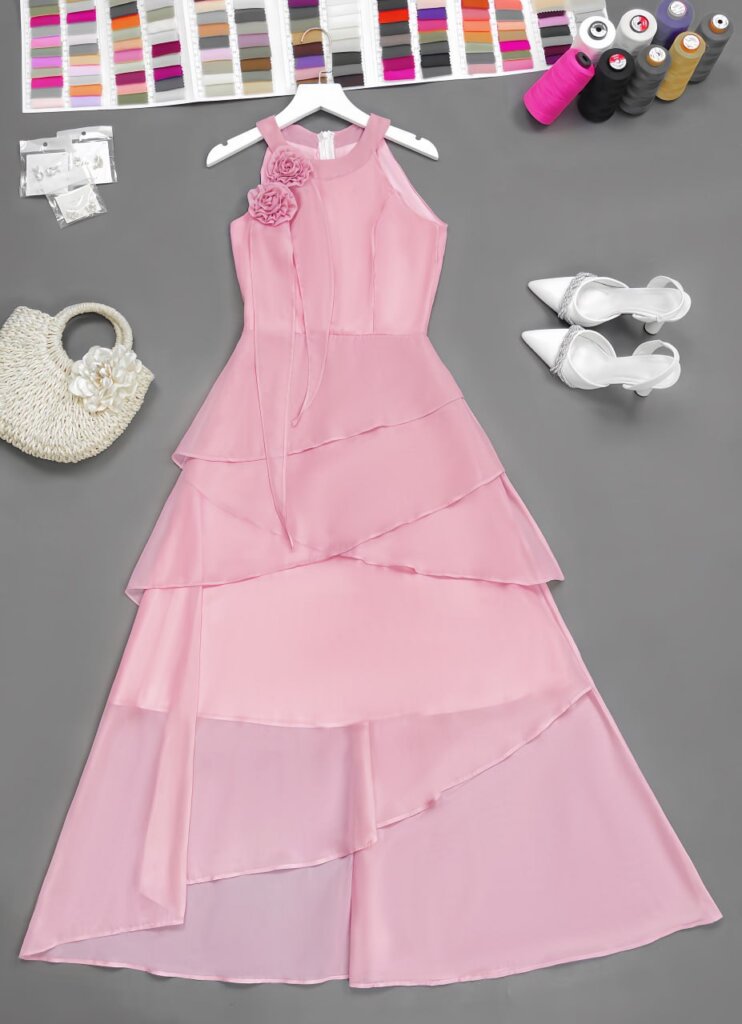 Váy Hoa Đi Biển- Váy Hoa Hồng Ngọt Ngào