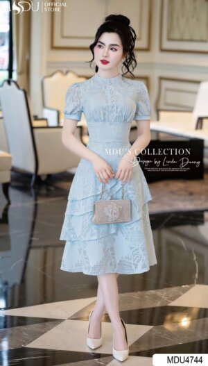 Váy Thiết Kế MDU4744 Tơ Ép Cao Cấp Xếp Tầng Bay Bổng