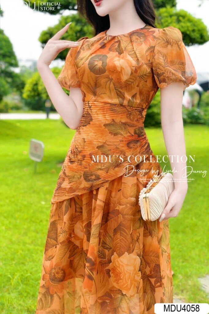 Váy Thiết Kế MDU4058 – Họa Tiết Hoa Tươi Tăn Mang Đến Vẻ Đẹp Thanh Lịch Và Cuốn Hút