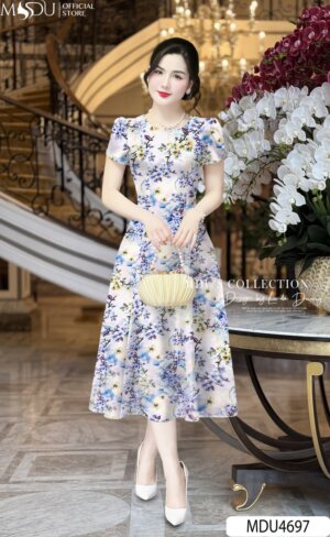 Váy Thiết Kế MDU4697 Họa Tiết Độc Đáo Dáng Xòe Nhẹ