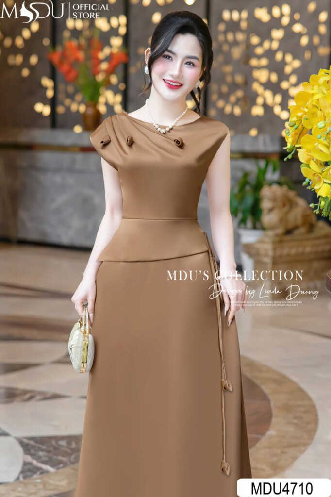 Váy Thiết Kế MDU4710 - Chất Liệu Lụa Twist Satin Cao Cấp 