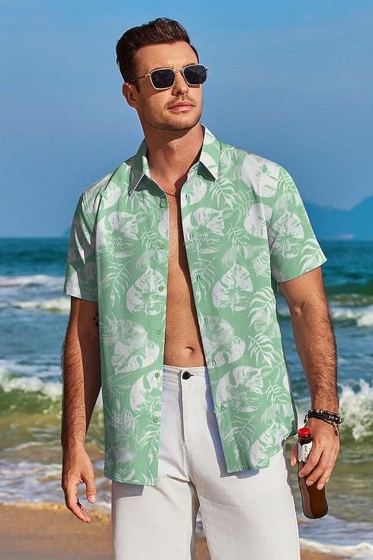 Cách Phối Đồ Với Áo Sơ Mi Hoa Lá Đi Biển