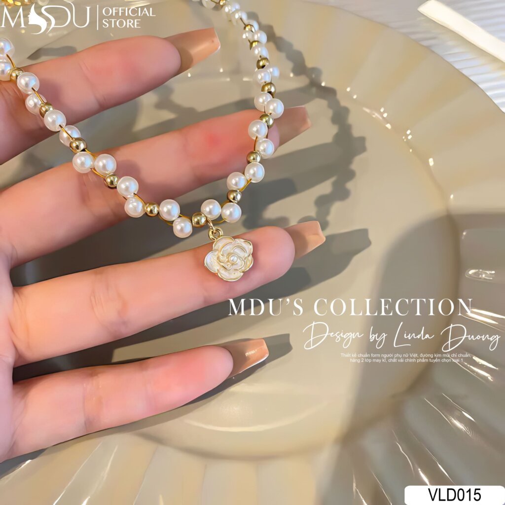 Vòng Cổ Ngọc Trai Hoa Hồng Thanh Nhã VLD015