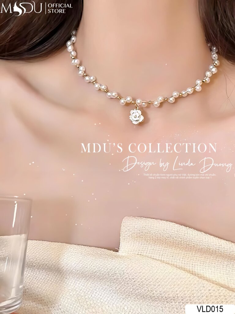 Vòng Cổ Ngọc Trai Hoa Hồng Thanh Nhã VLD015