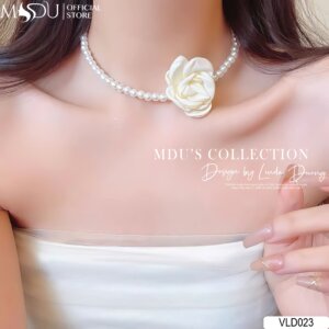 VLD023 – Vòng Cổ Ngọc Trai Đính Hoa Trắng Dịu Dàng Và Nữ Tính