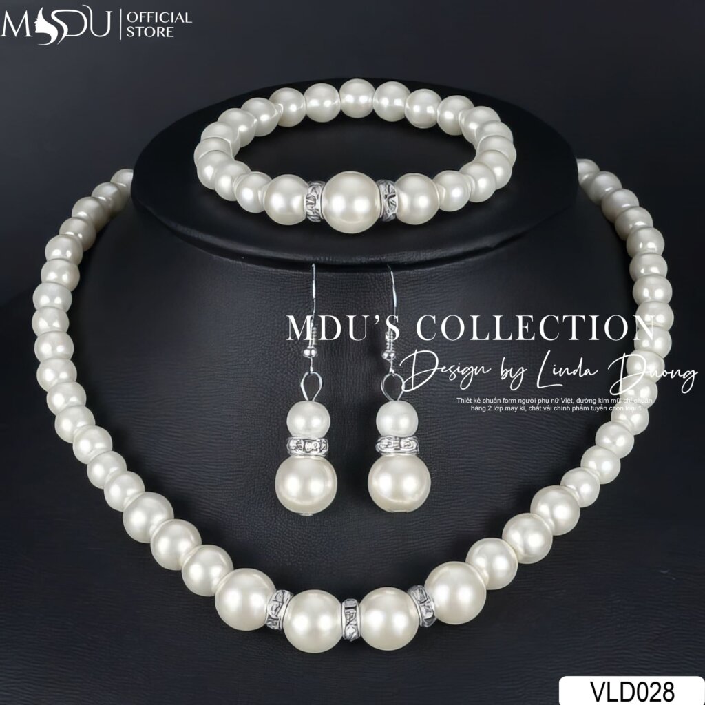 VLD028 – Bộ Trang Sức Ngọc Trai Trắng Cao Cấp Thanh Lịch & Tinh Tế