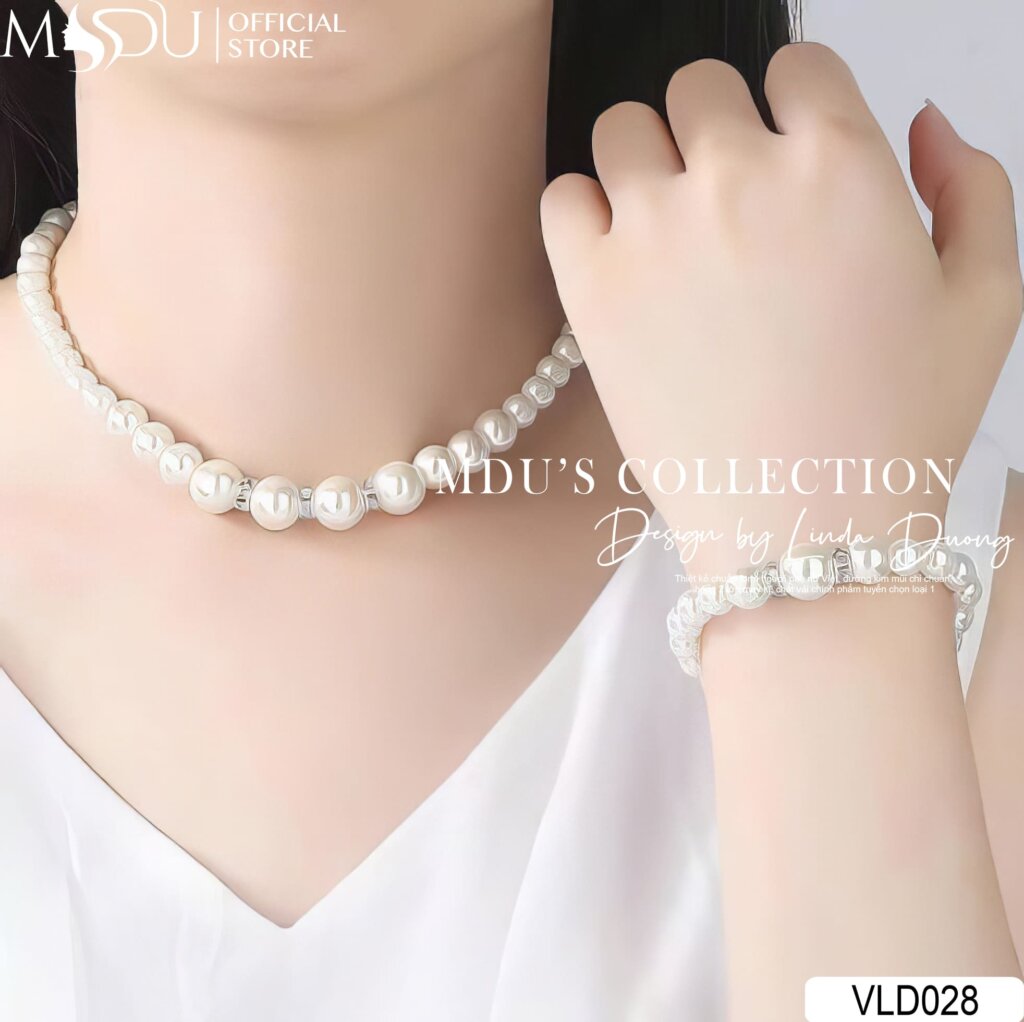 VLD028 – Bộ Trang Sức Ngọc Trai Trắng Cao Cấp Thanh Lịch & Tinh Tế