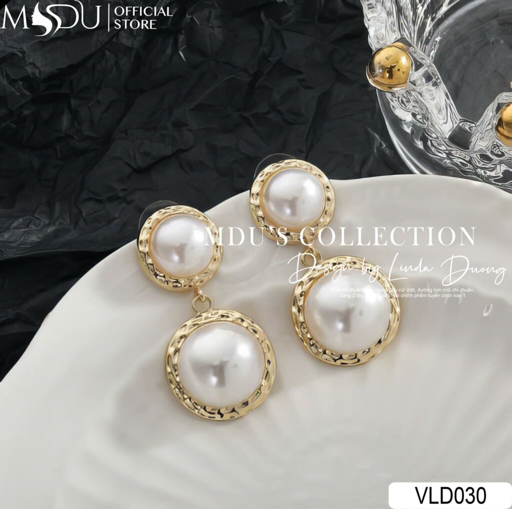 Nét Đẹp Viền Vàng – Hoa Tai Ngọc Trai VLD030 Tỏa Sáng Khí Chất Riêng