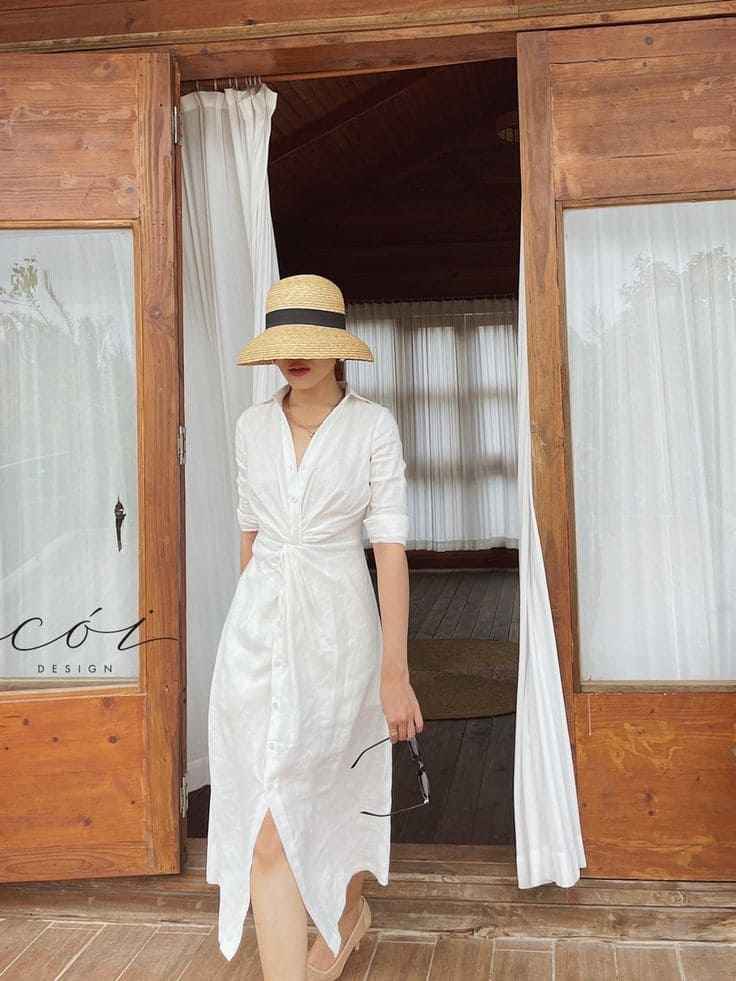 Kiểu Dáng Váy Đi Biển Hoàn Hảo Cho Người Vai To - Váy Sơ Mi Dáng Dài