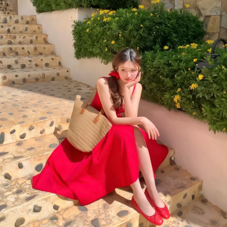 Xu Hướng Váy Đi Biển Màu Đỏ 2025