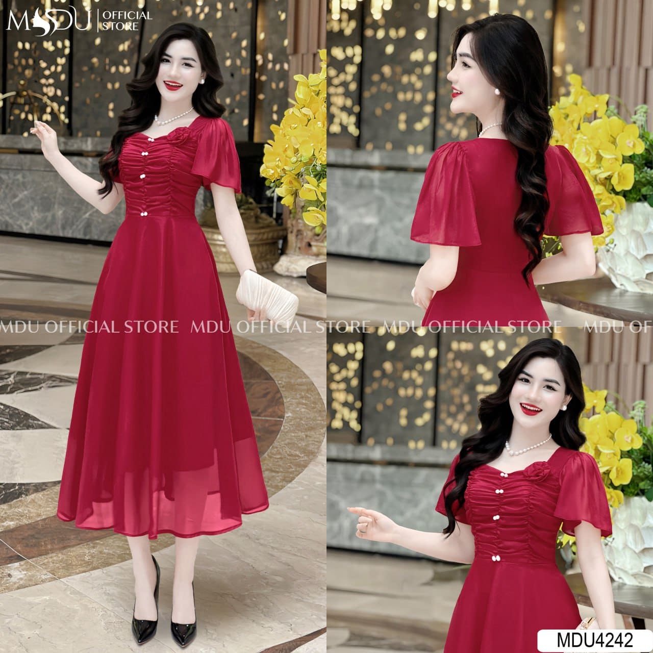 Chất liệu Váy Đi Biển Màu Đỏ