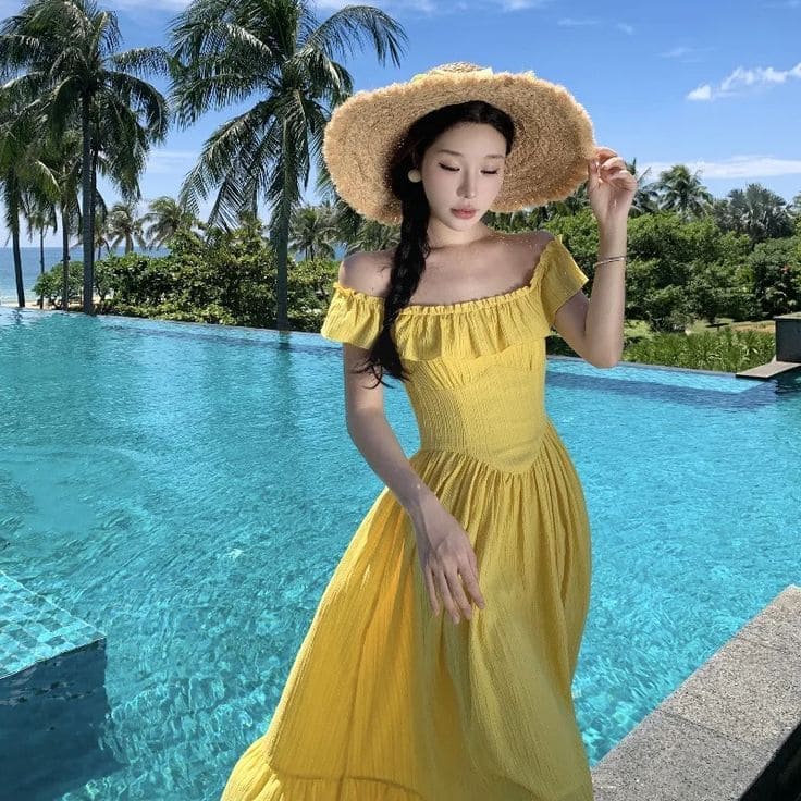 Phối Đồ Thế Nào Để Váy Đi Biển Màu Vàng “Chất” Hơn?