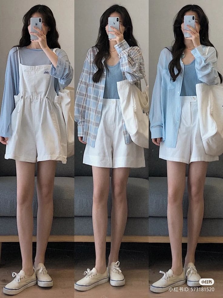 Cách phối đồ với váy đi biển màu xanh để nổi bật