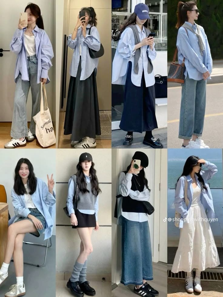 Cách phối đồ với váy đi biển màu xanh để nổi bật