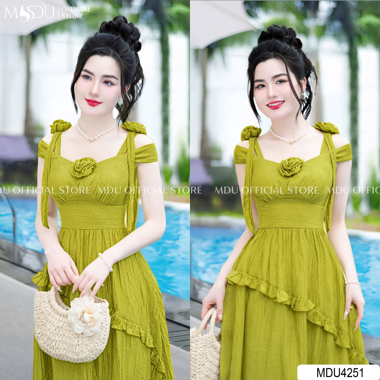 Các kiểu váy đi biển màu xanh bơ hot trend nhất 2025 - 