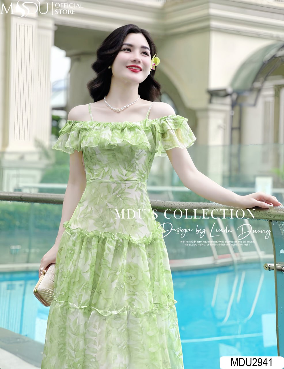 Cách chọn váy đi biển màu xanh bơ phù hợp dáng người