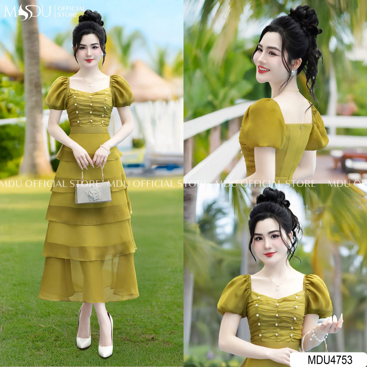 Các kiểu váy đi biển màu xanh bơ hot trend nhất 2025 - 