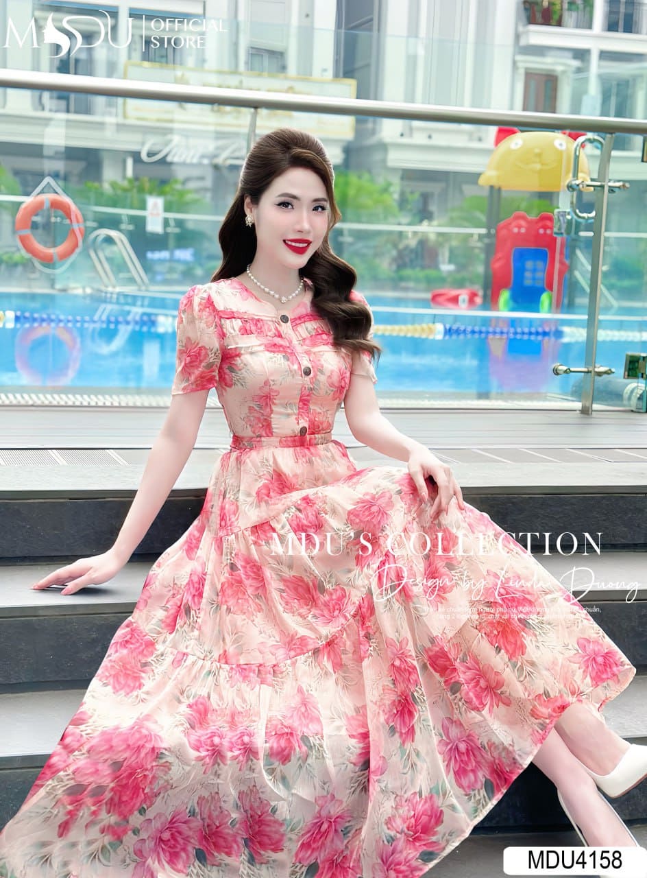 Top Mẫu Váy Maxi Đẹp Lung Linh Cho Người Béo Bụng - Váy Maxi Hoa Nhí