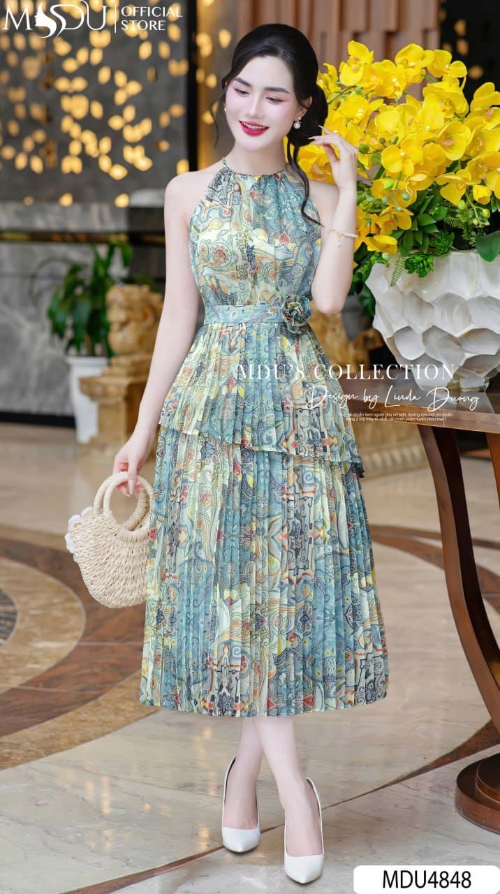 Top Mẫu Váy Maxi Đẹp Lung Linh Cho Người Béo Bụng - Váy Maxi Xoắn Eo Hoặc Thắt Nơ