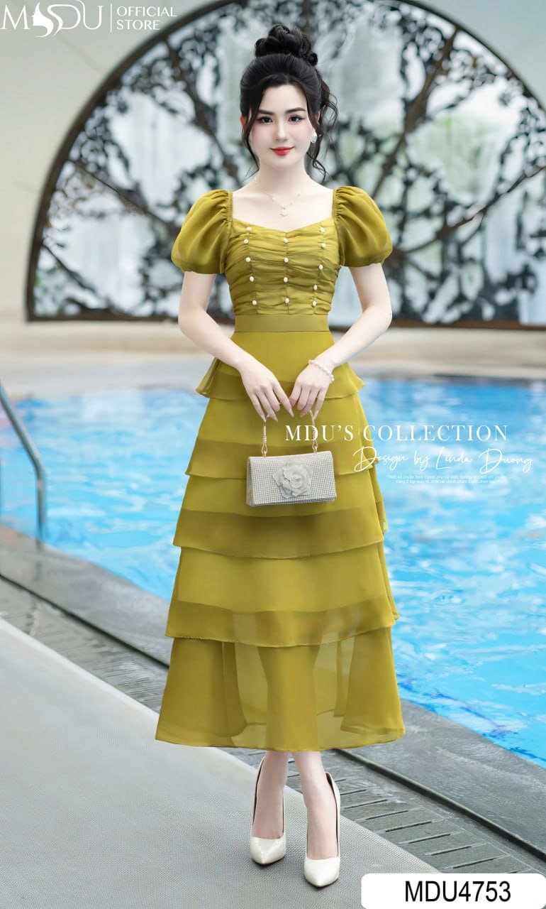 Top Mẫu Váy Maxi Đẹp Lung Linh Cho Người Béo Bụng - Váy Maxi Xếp Tầng