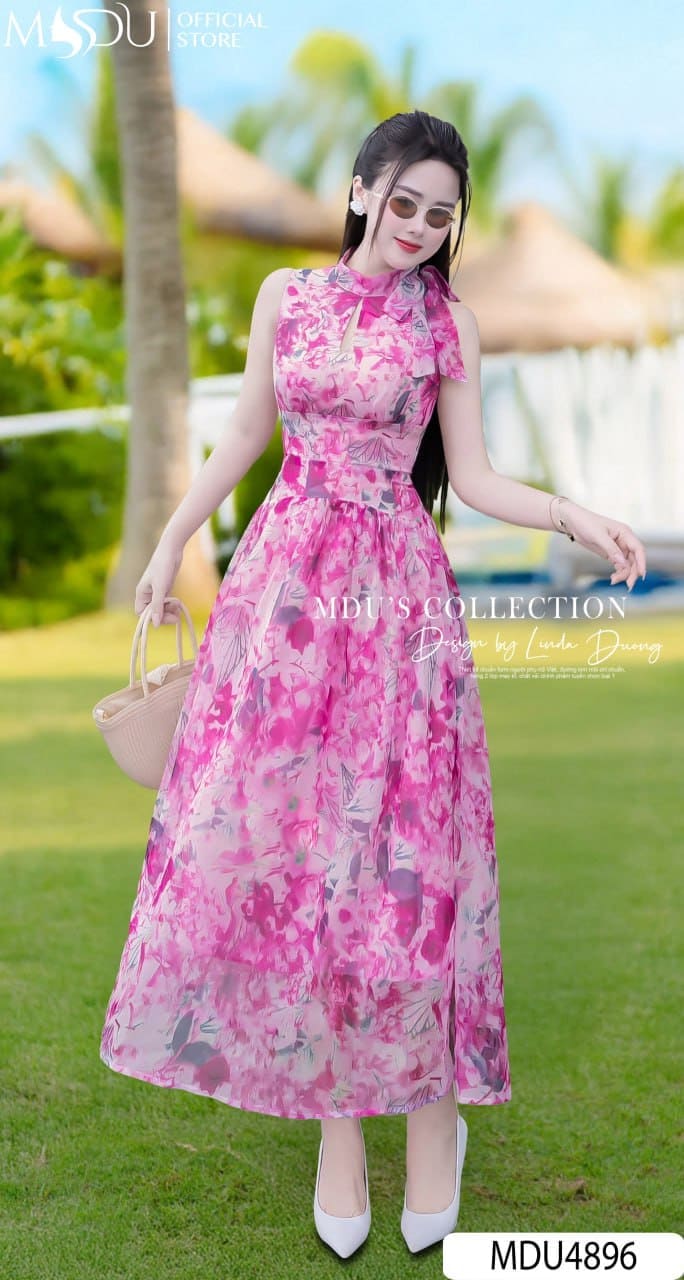 Các Kiểu Váy Maxi Đi Biển Cho Người Béo Đẹp Lung Linh - Váy Maxi Cổ Yếm