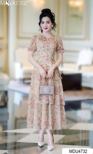 Váy Thiết Kế MDU4732 Hoa 3D Thủ Công Thiết Kế Xòe Tầng