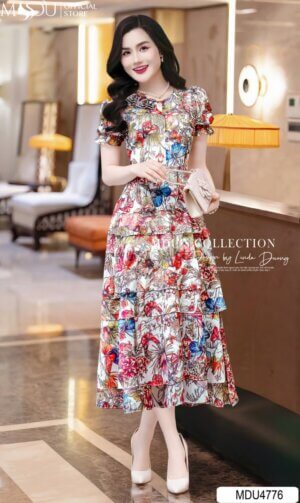 Váy Thiết Kế MDU4776 Tay Áo Phồng Dáng Váy Xòe Nữ Tính