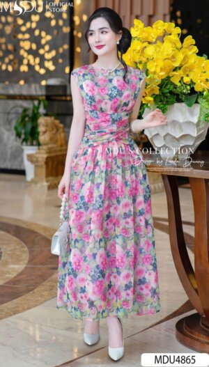 Váy Thiết Kế MDU4865 Chân Váy Xếp Ly Họa Tiết Hoa Bắt Mắt