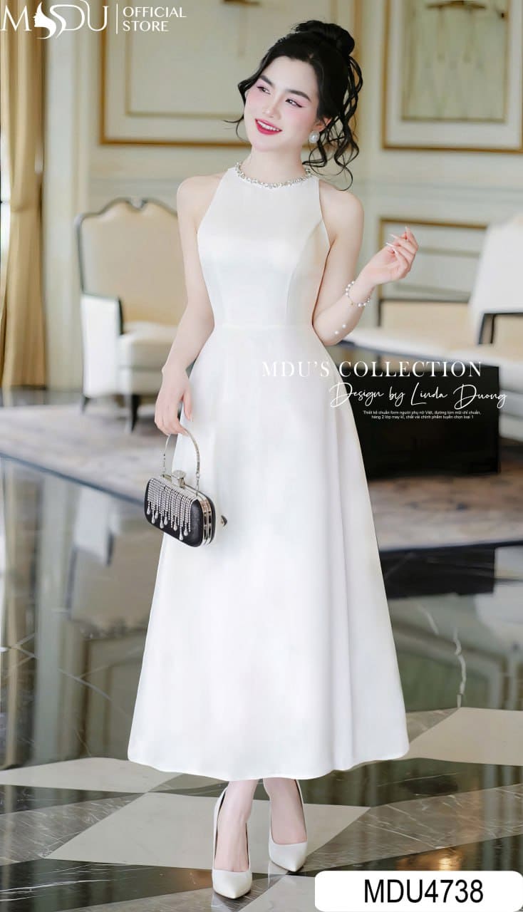 Các Kiểu Váy Trắng Đi Biển Phù Hợp Với Người Béo - Váy Maxi Trắng