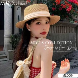 MLD004 – Mũ Cói Nữ Boater Viền Lụa Trang Nhã