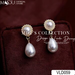 VLD059 – Hoa Tai Ngọc Trai Dáng Lệ Kiêu Sa, Thanh Lịch