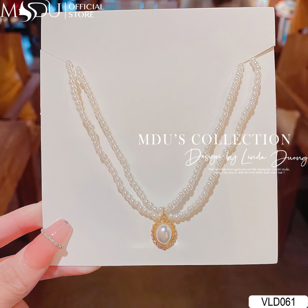 VLD061 – Chuỗi Ngọc Nhỏ Và Mặt Oval Cổ Điển Dành Cho Nàng Thanh Nhã