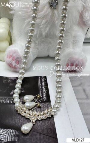 Bộ Trang Sức Ngọc Trai Hoa Pha Lê VLD127 Thanh Lịch