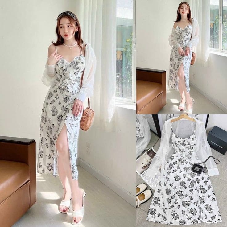 Xu Hướng Váy 2 Dây Hoa Đi Biển Năm 2025