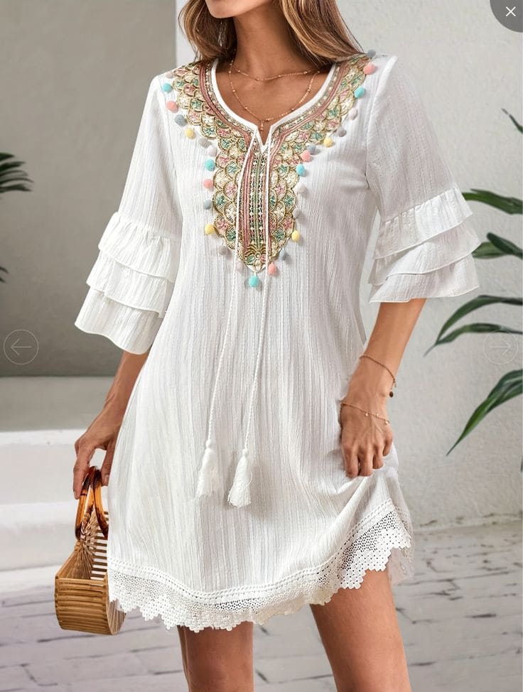 Xu hướng váy bohemian đi biển năm 2025