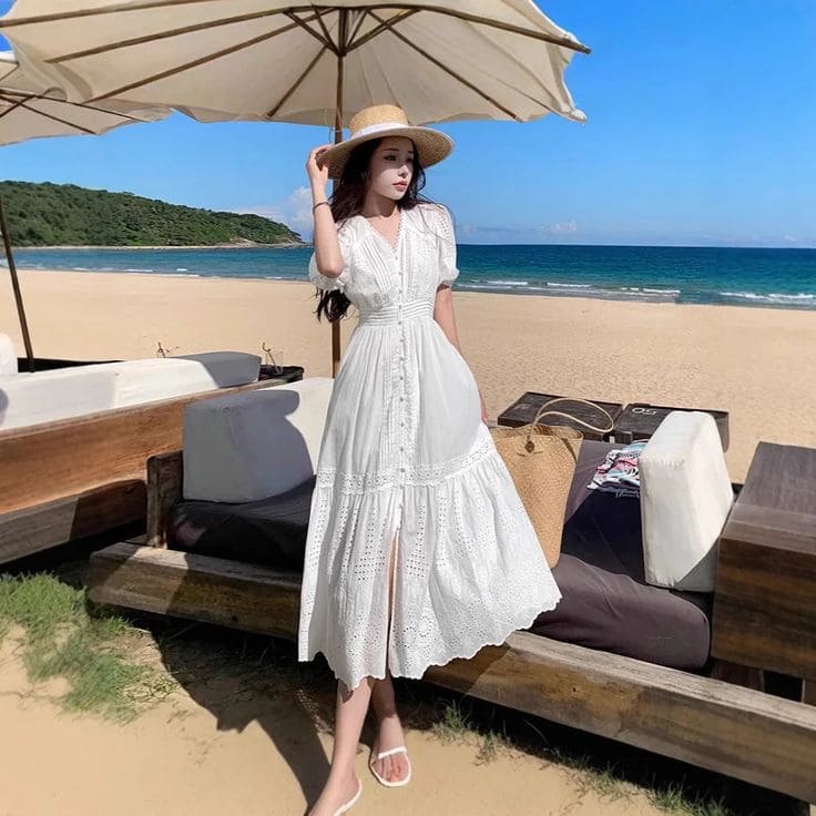 Váy đi biển kín đáo Bohemian