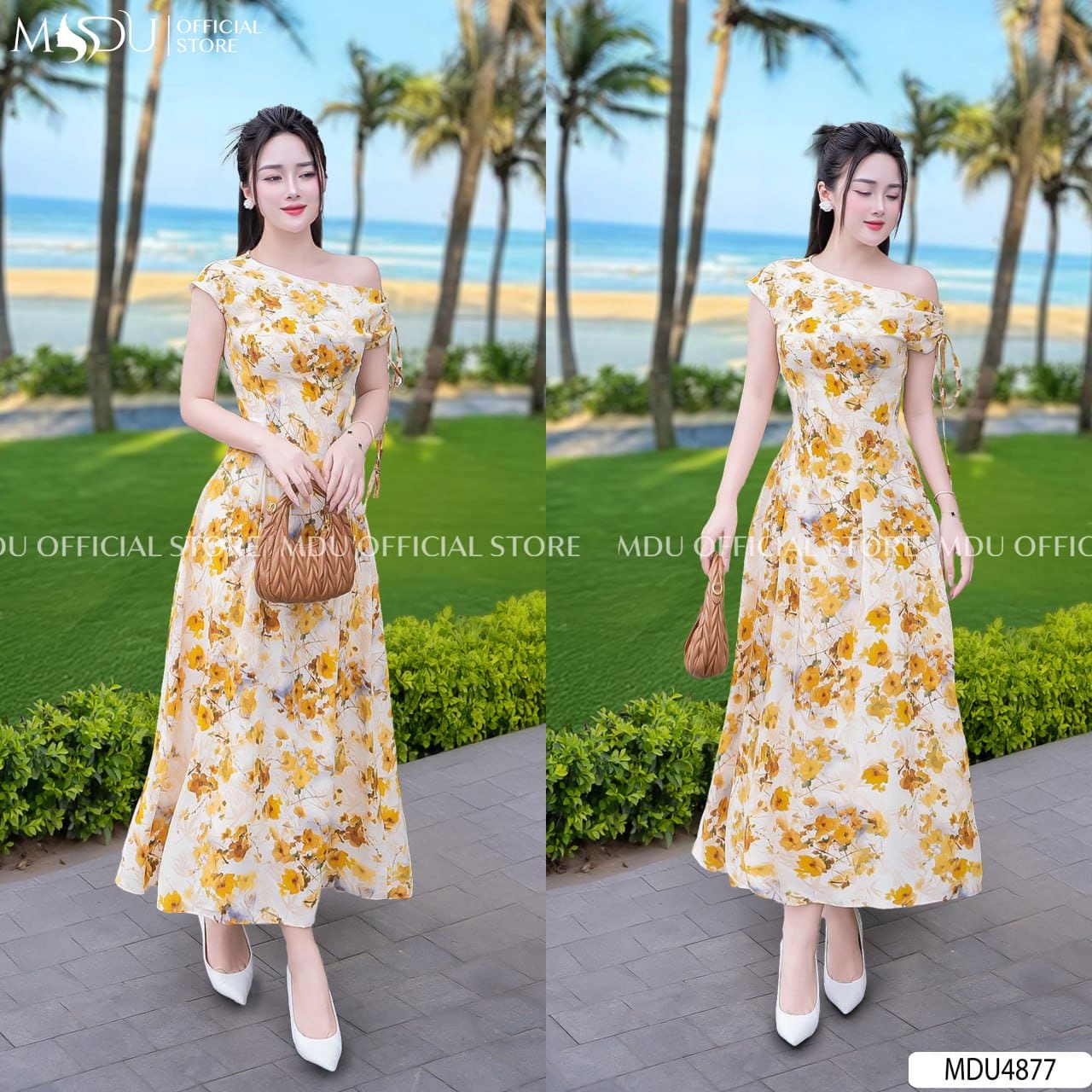 Các Kiểu Váy Đi Biển Lệch Vai Hot Nhất 2025 - Váy Maxi Lệch Vai