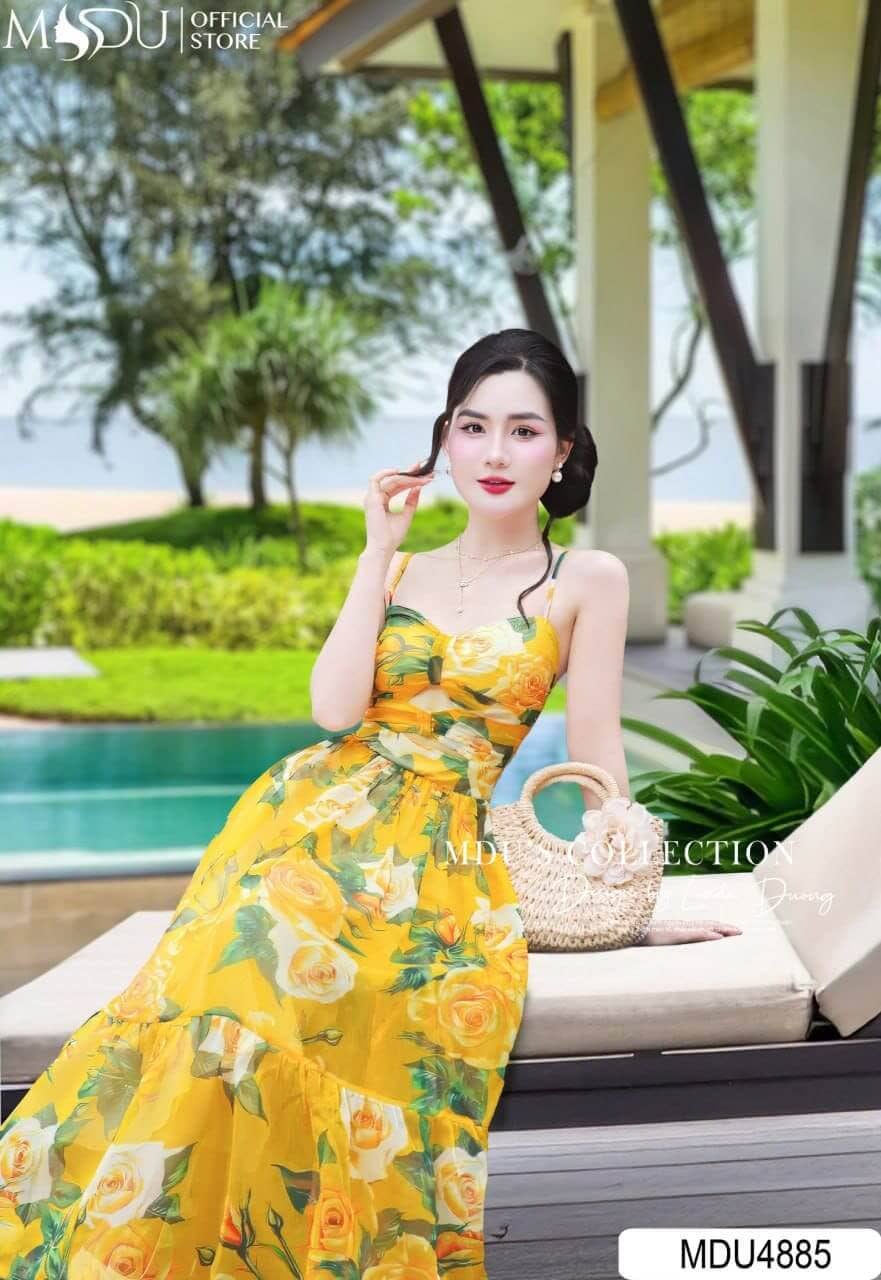 Các kiểu đầm maxi voan đi biển hot nhất hiện nay - Đầm maxi hai dây