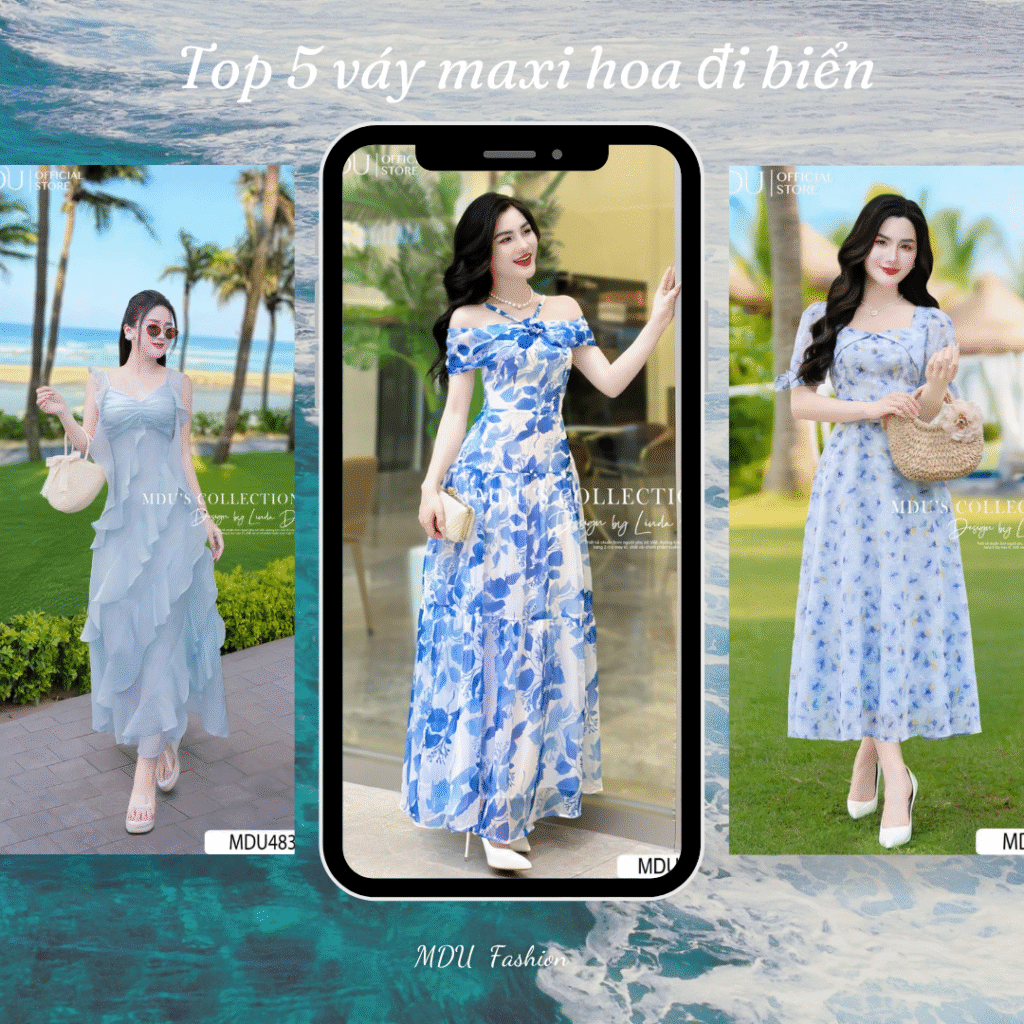 Váy maxi hoa đi biển