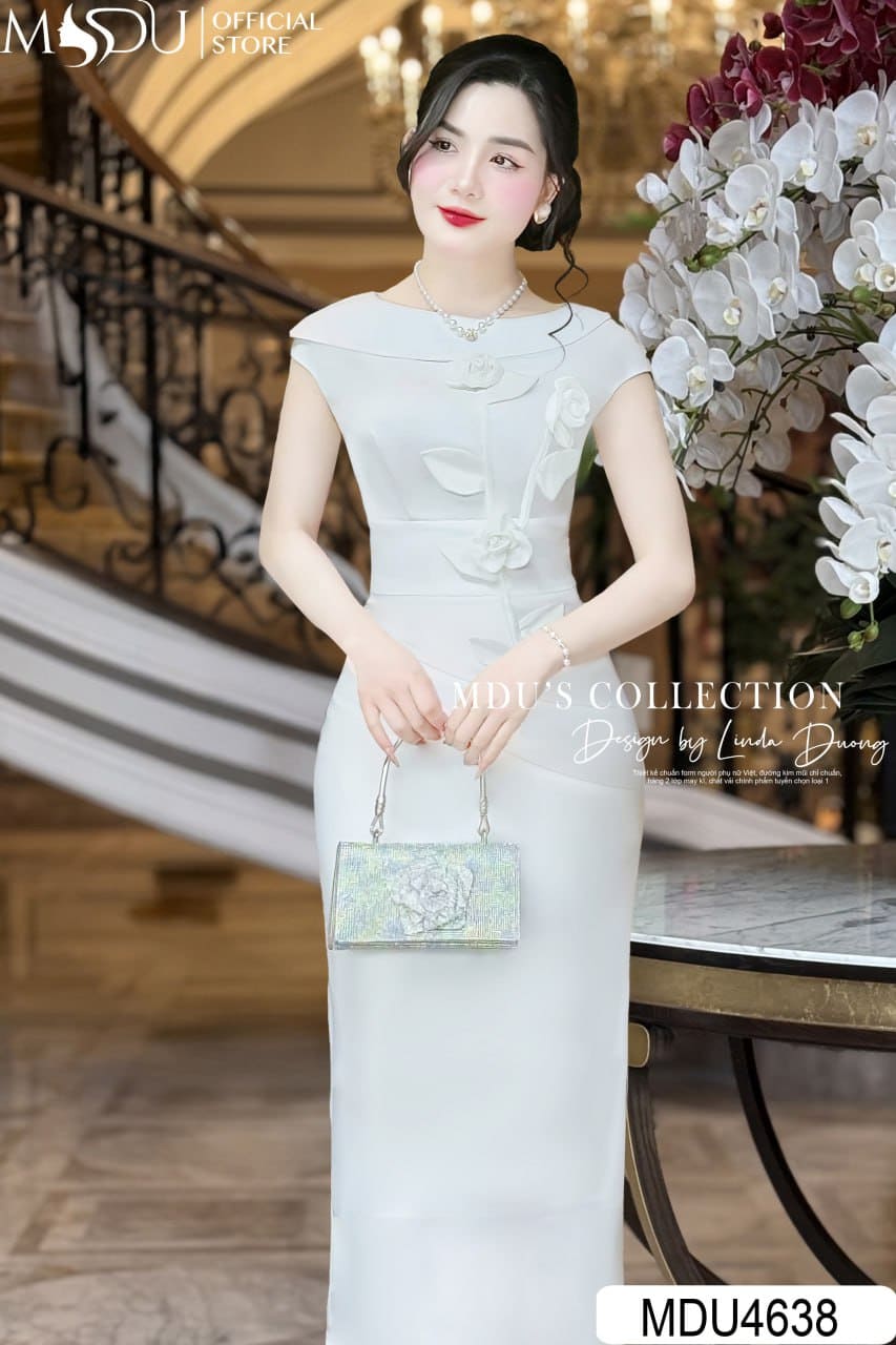 Váy Dạ Hội Màu Trắng Cho Người Có Dáng Đồng Hồ Cát