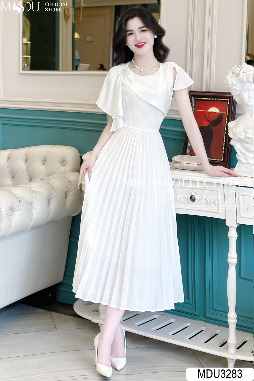 Váy Dạ Hội Màu Trắng Xòe Bồng Bềnh