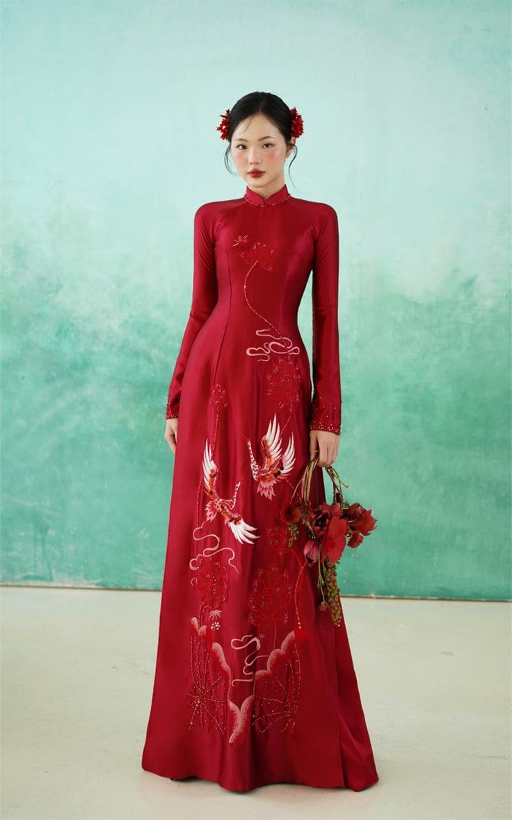 Áo Dài Dự Tiệc Cho Cô Dâu Cao Gầy