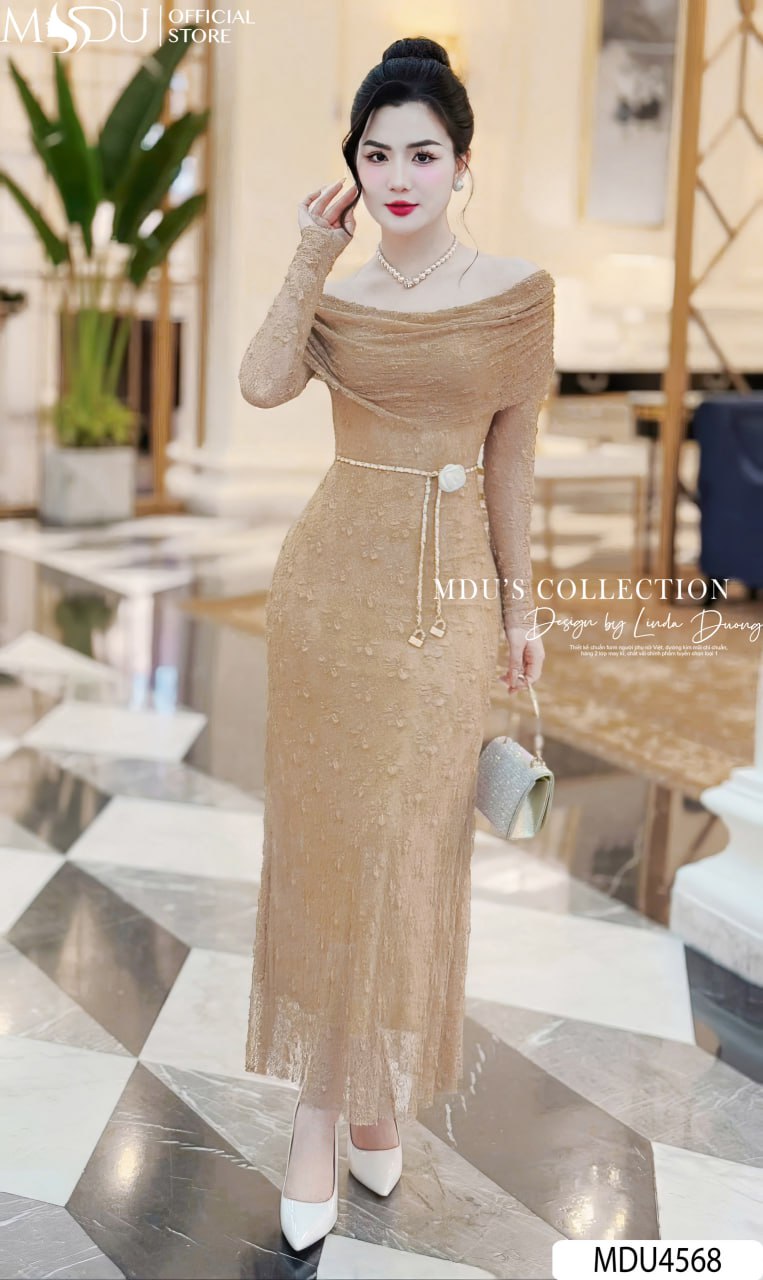 Váy Dạ Hội Body Dài - Vàng Ánh Kim