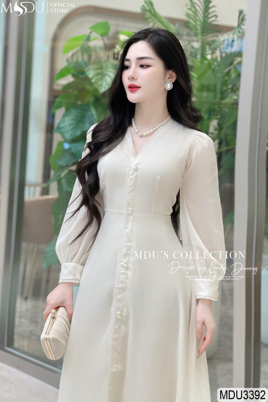 Váy Dạ Hội Tay Dài Ren và Tơ