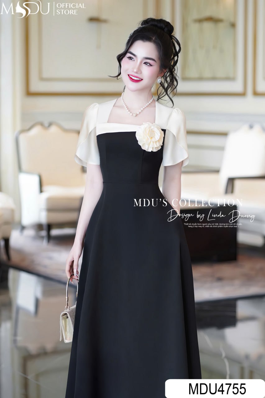 Váy dạ hội đen cho người dáng quả lê