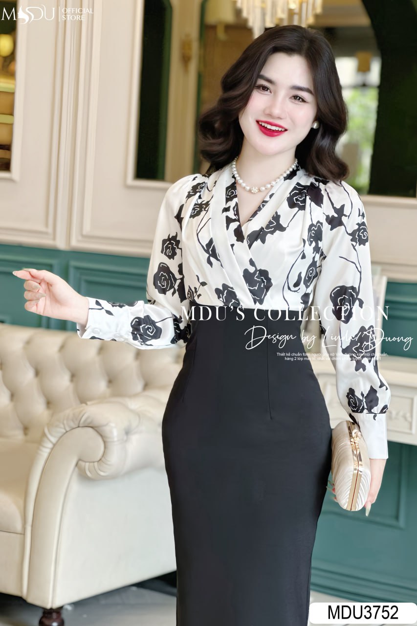 Váy Dạ Hội Tay Dài Lụa và Satin