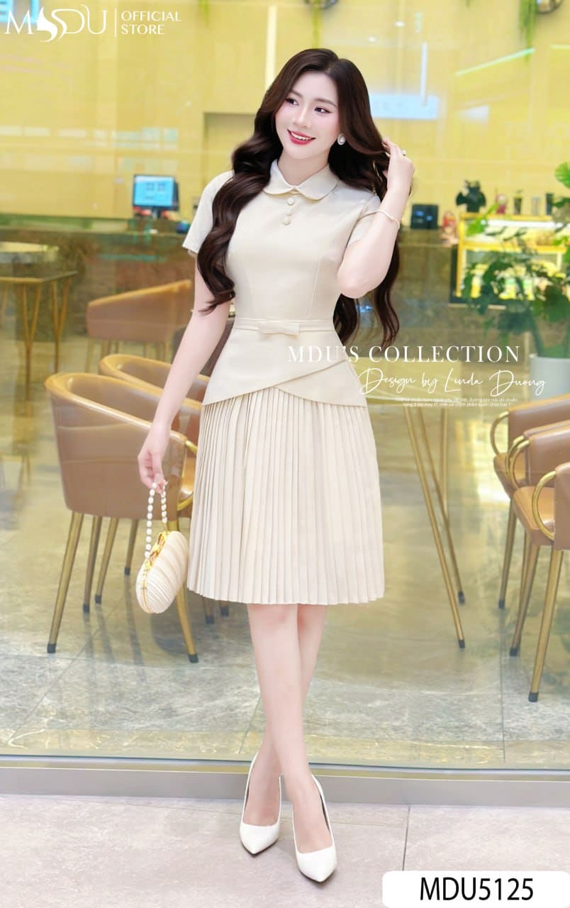 Váy Thiết Kế MDU5125 Lụa Mango Ý Peplum