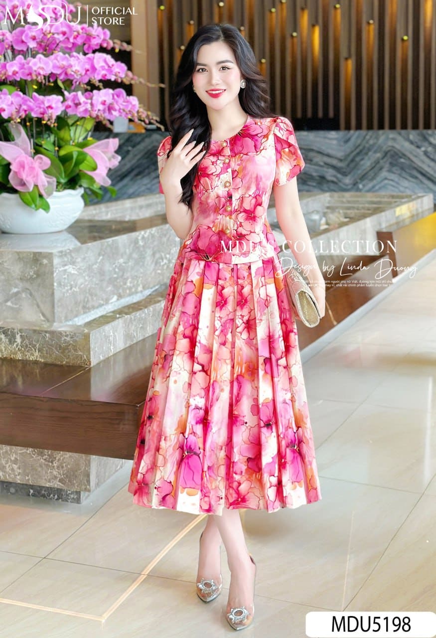 Váy Xếp Ly Dáng Xòe Lụa Mango